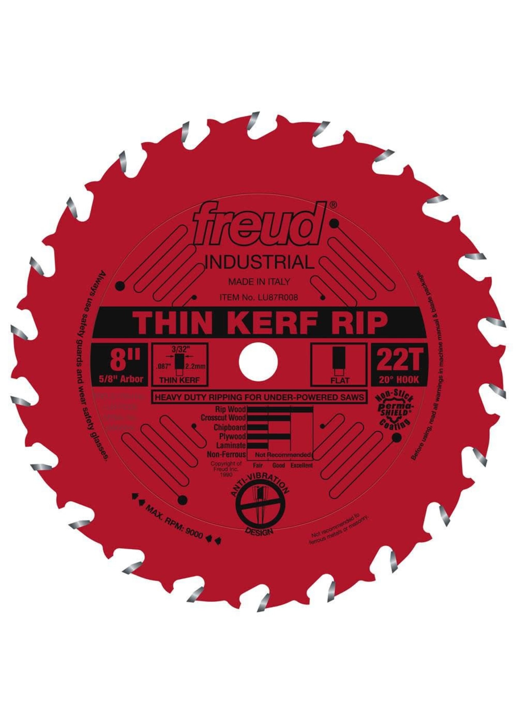 Freud/Diablo 8" Thin Kerf Rip Blade LU87R008