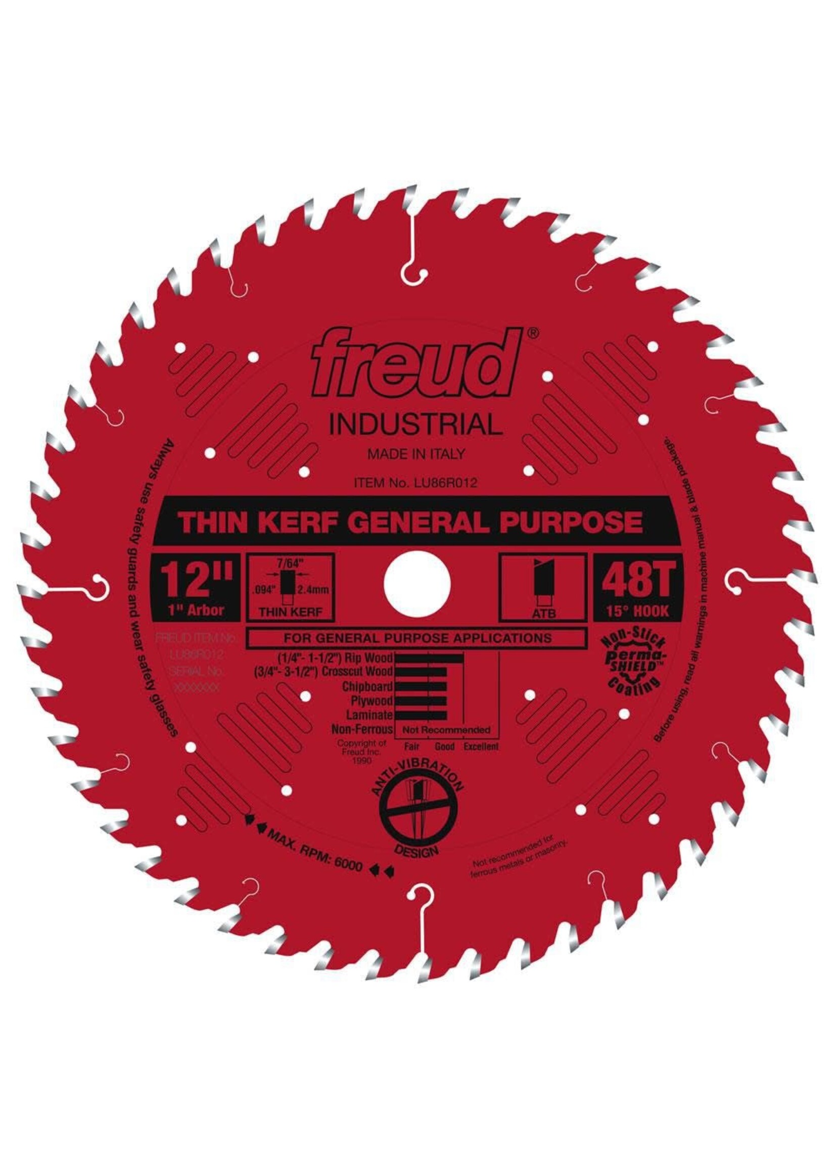 Freud/Diablo 12" Thin Kerf General Purpose Blade LU86R012