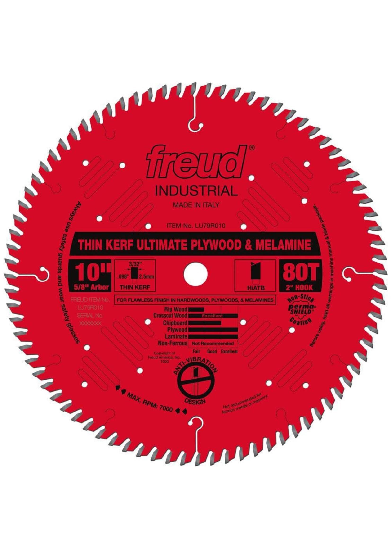 Freud/Diablo 10" Thin Kerf Ultimate Plywood & Melamine Blade LU79R010