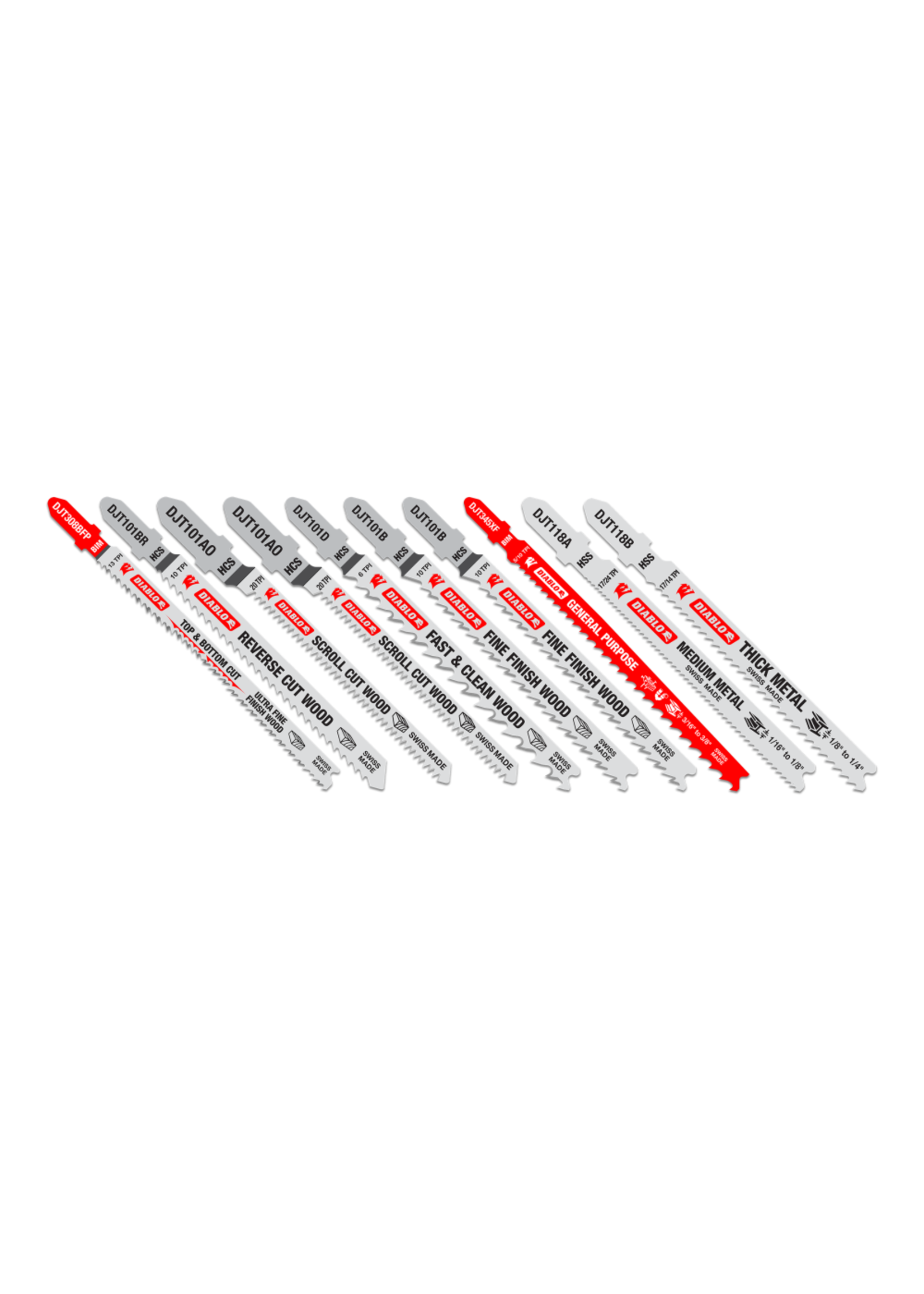 Freud/Diablo 10 pc T-Shank Jig Saw Blade Set for Wood & Metal DJT10S