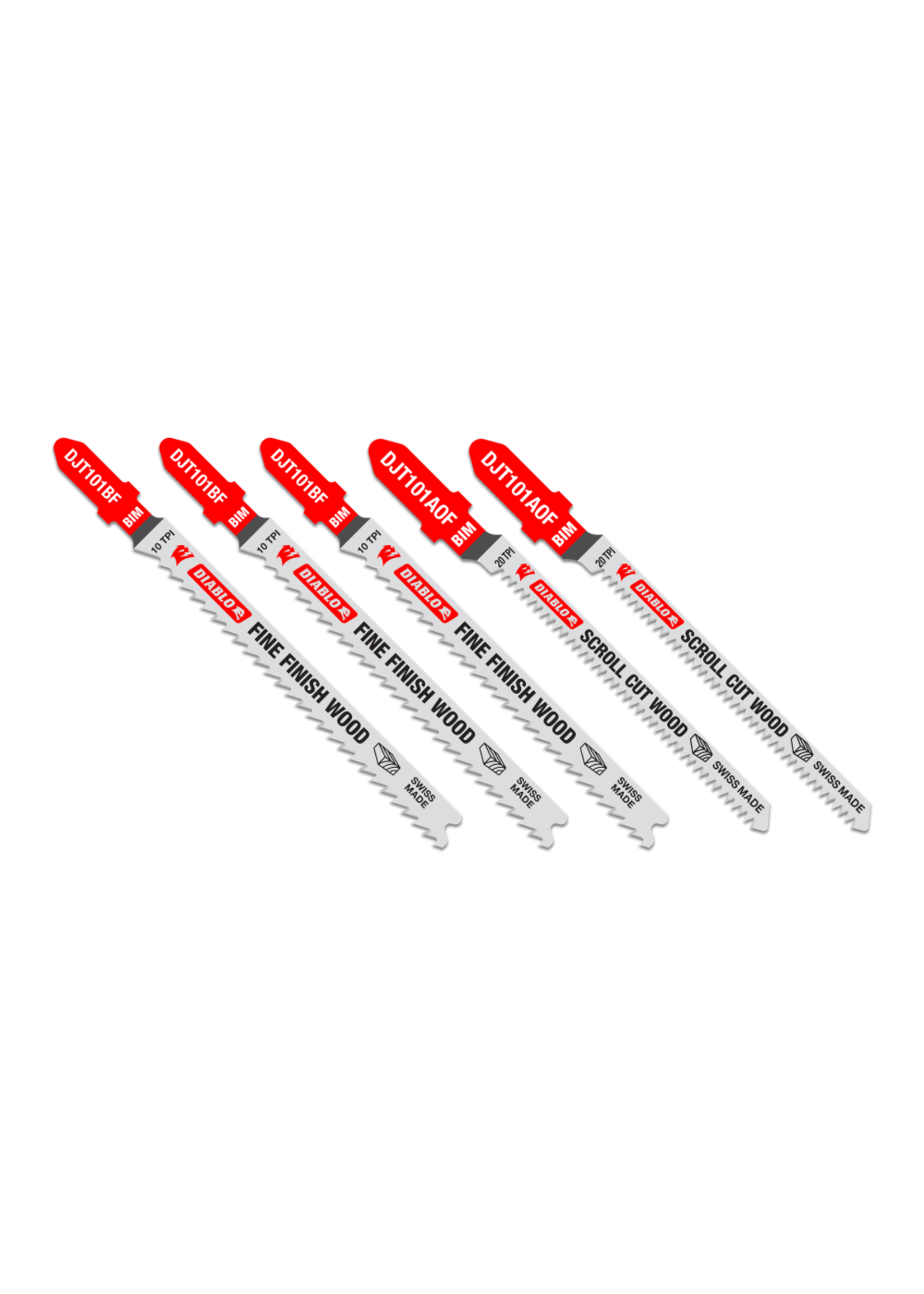Freud/Diablo 5 pc Bi-Metal T-Shank Jig Saw Blade Set for Laminate Cutting DJT505