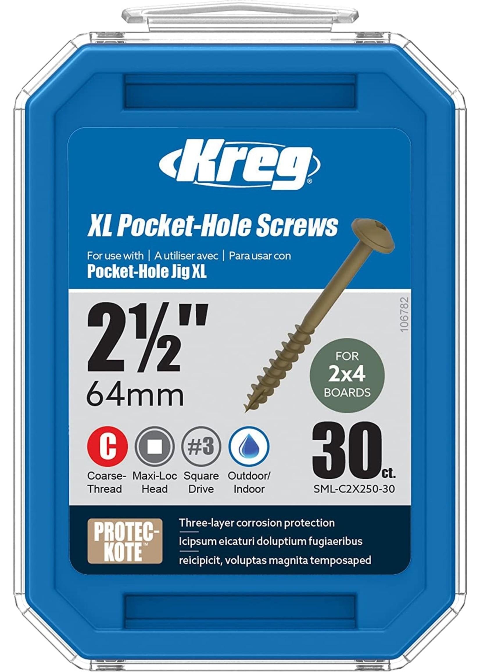 Kreg Kreg HD WR Pocket Screws - 2-1/2", #14 Coarse, Washer-Head, 30ct