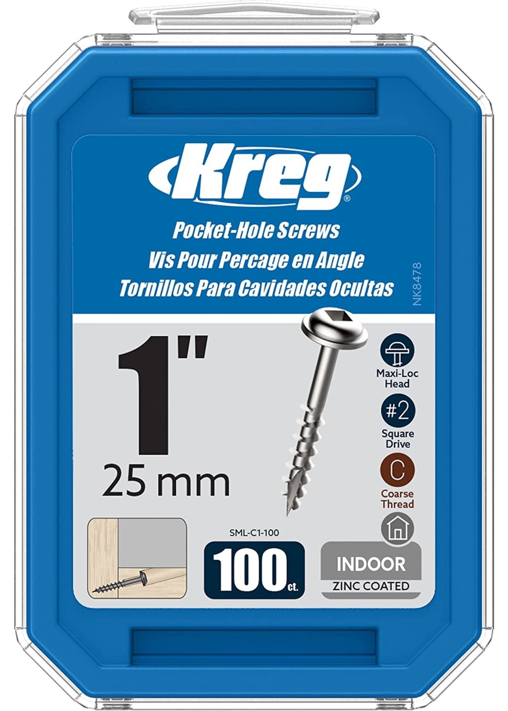 Kreg Kreg Pocket Screws - 1", #8 Coarse, Washer-Head, 100ct