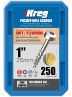 Kreg Kreg Pocket Screws - 1", #7 Coarse, Pan-Head, 250ct