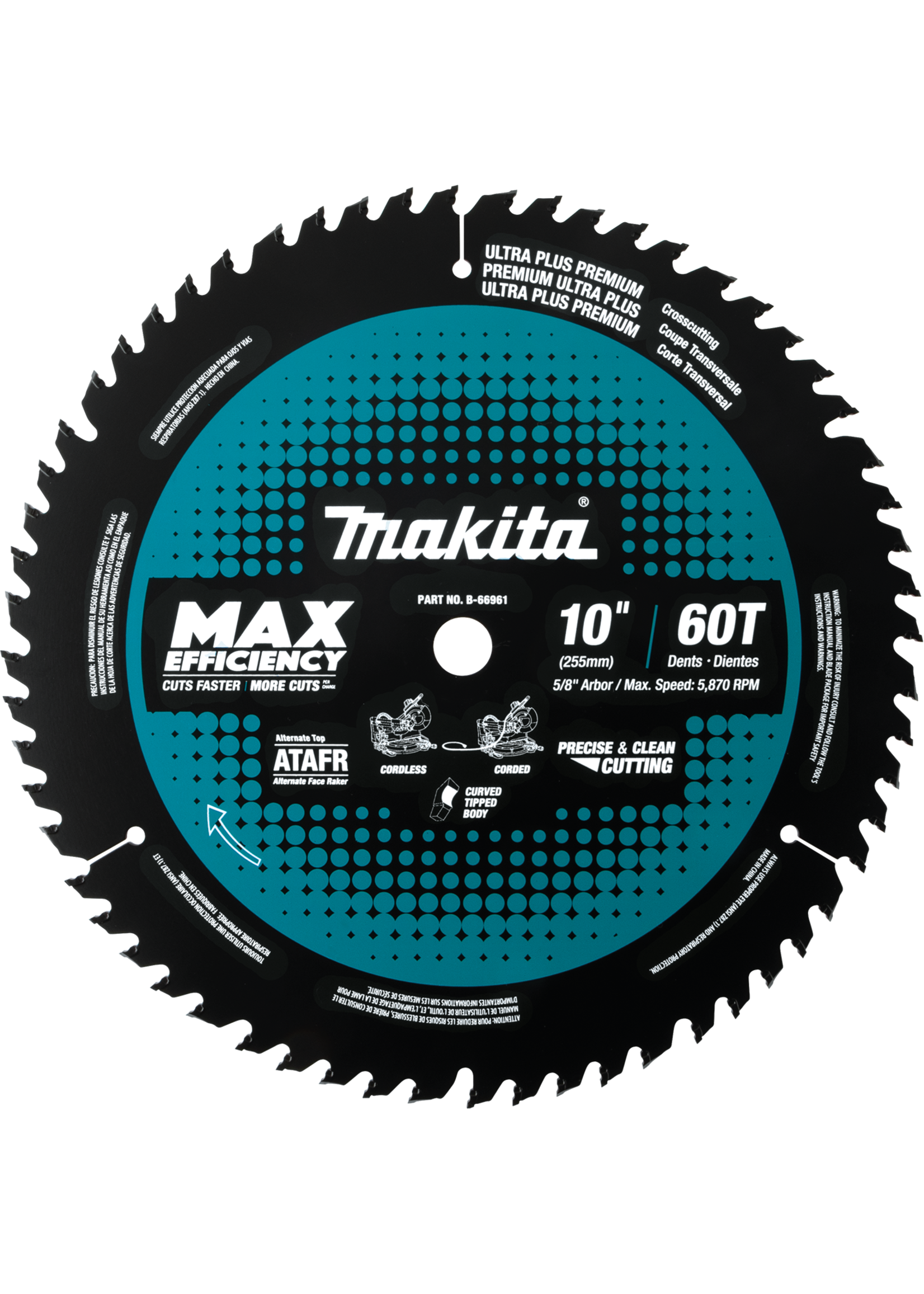 Makita 10" 60T Carbide-Tipped Max Efficiency Miter Saw Blade