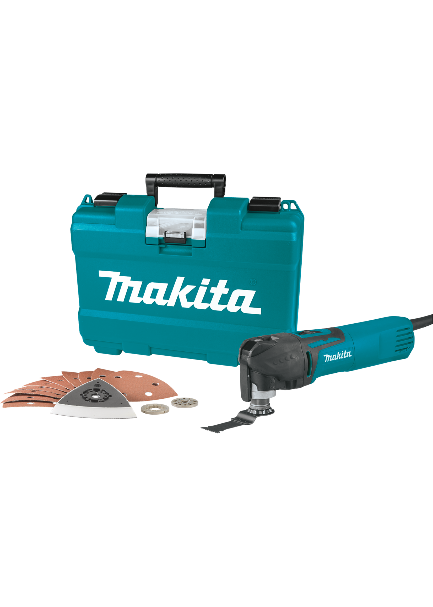 Makita Multi-Tool Kit, tool-less, 3.0 AMP, 6,000-20,000 OPM var. spd., case