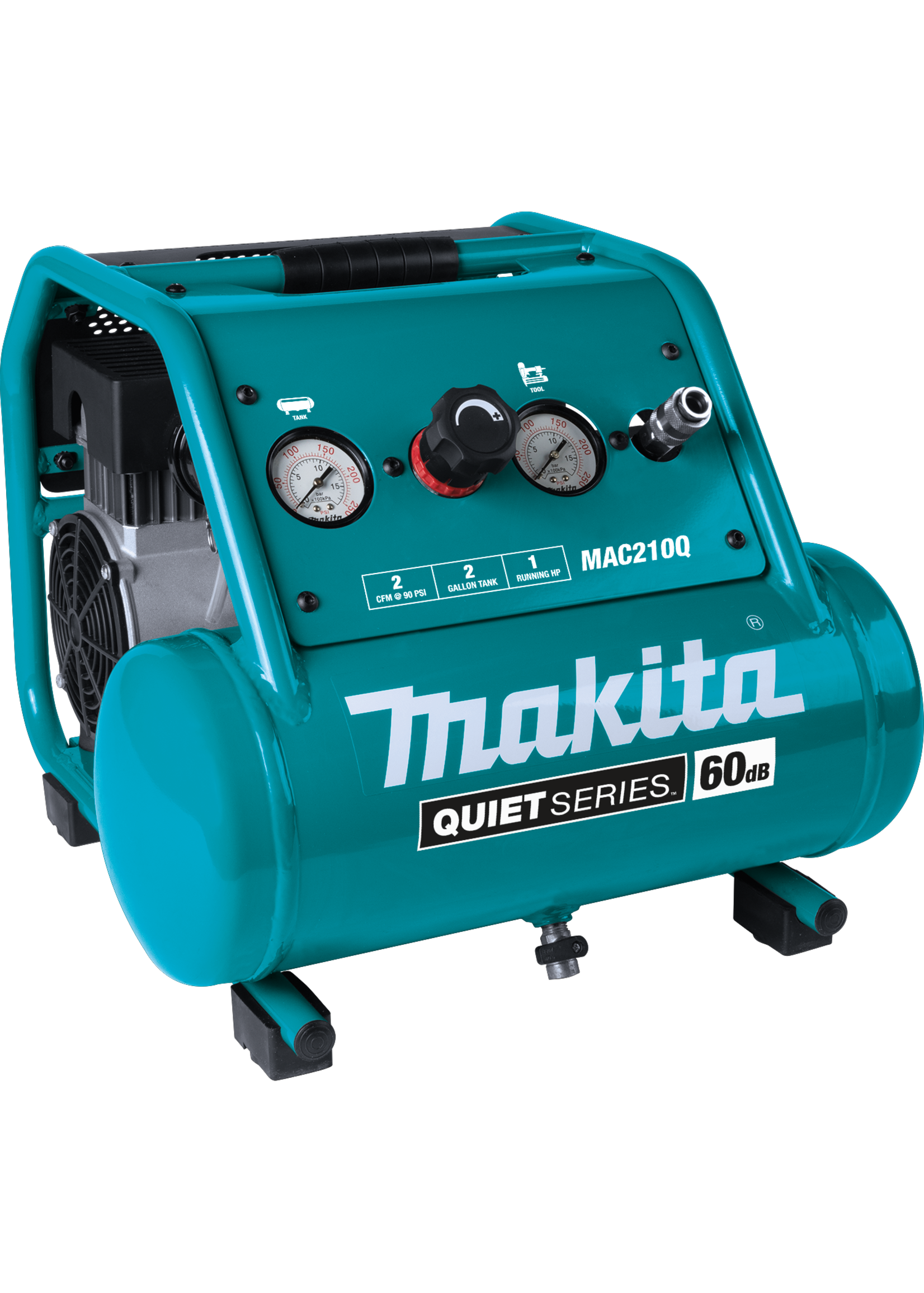 Makita Quiet Series 1 HP, 2 Gallon, Oil-Free, Electric Air Compressor