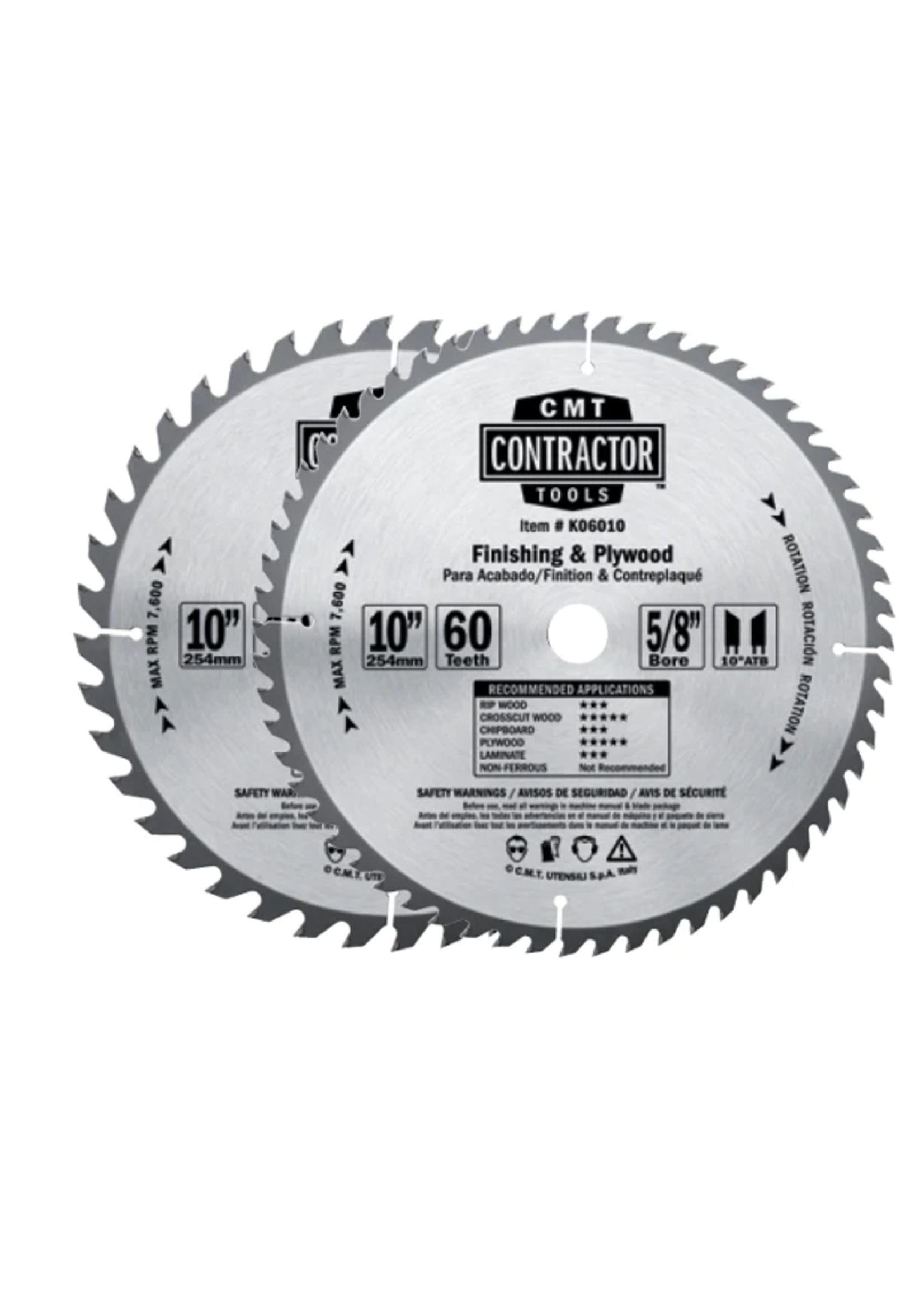 CMT K1001C CMT ITK 10” combo pack contractor general purpose and cross cutting 32 and 60 tooth