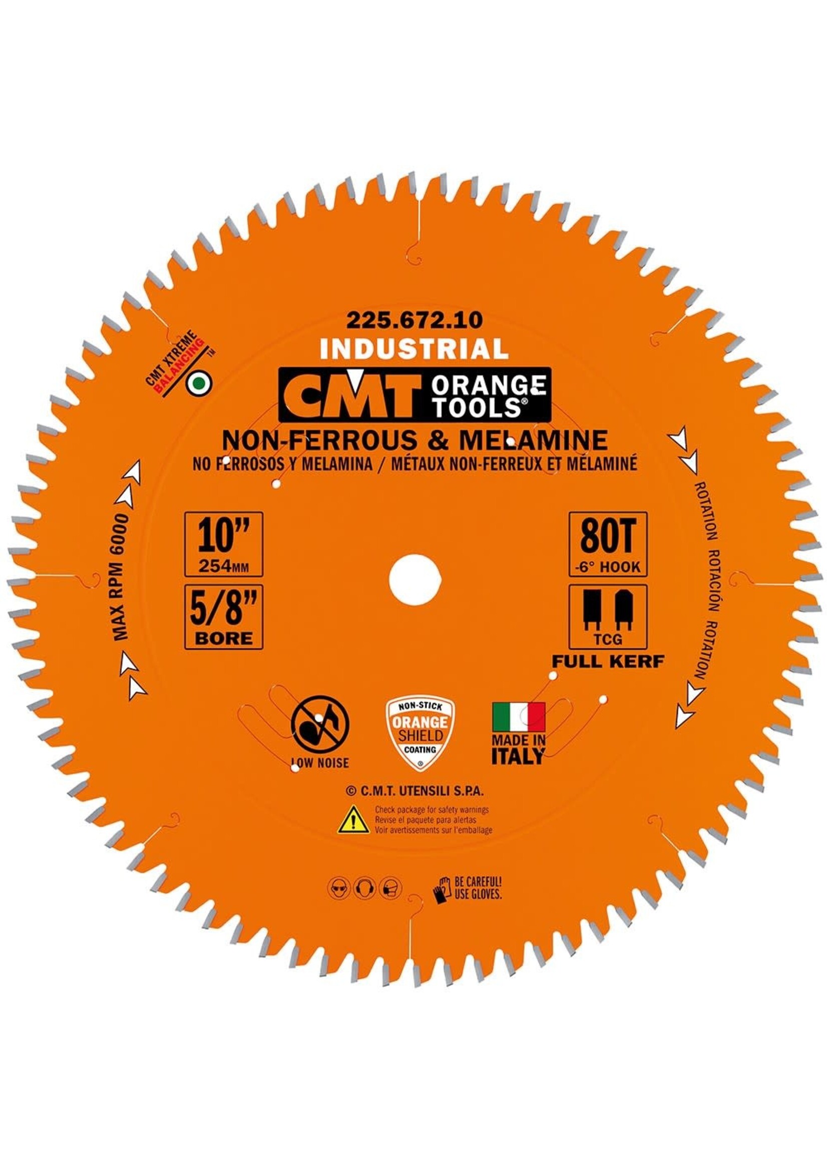 CMT 225.672.10 NON FERROUS BLADE 10x0.126/0.098x5/8inch T80 TCG -6° NEG