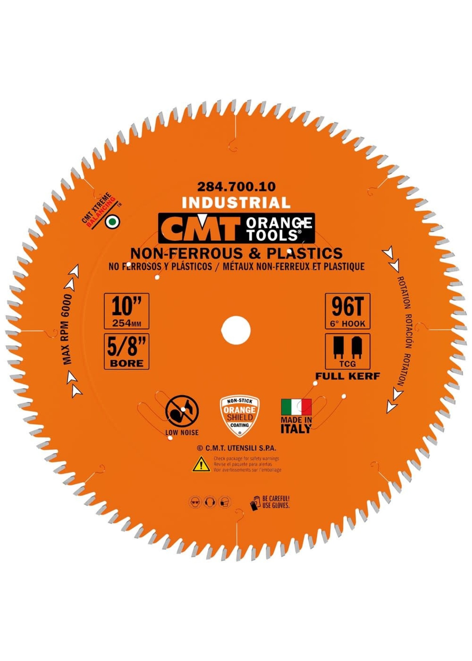 CMT 284.700.10 NON FERROUS BLADE 10''x0.126''/0.098''x5/8'' Z96 TCG 6°POS