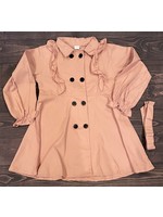 Girls Pink Ruffle Belted Trench Coat