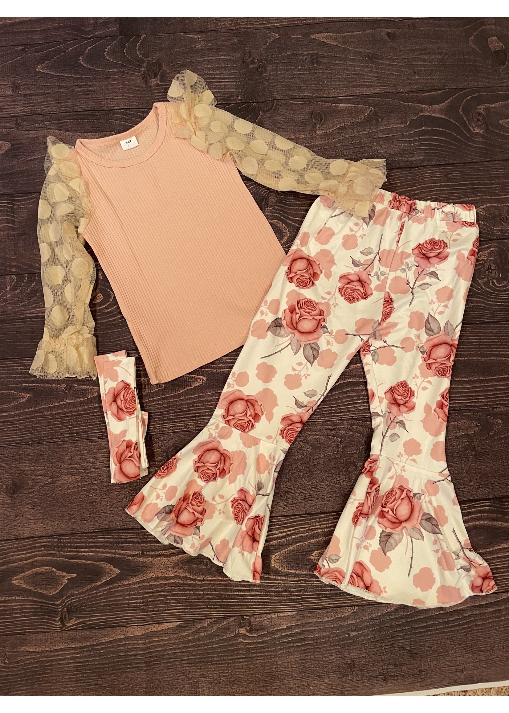 Girls Pink Sleeve with Floral Pants