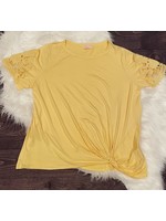 Yellow Twist  Lace Sleeve Top