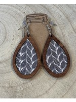 Lightweight Wood Earrings with Blue Cork Inset