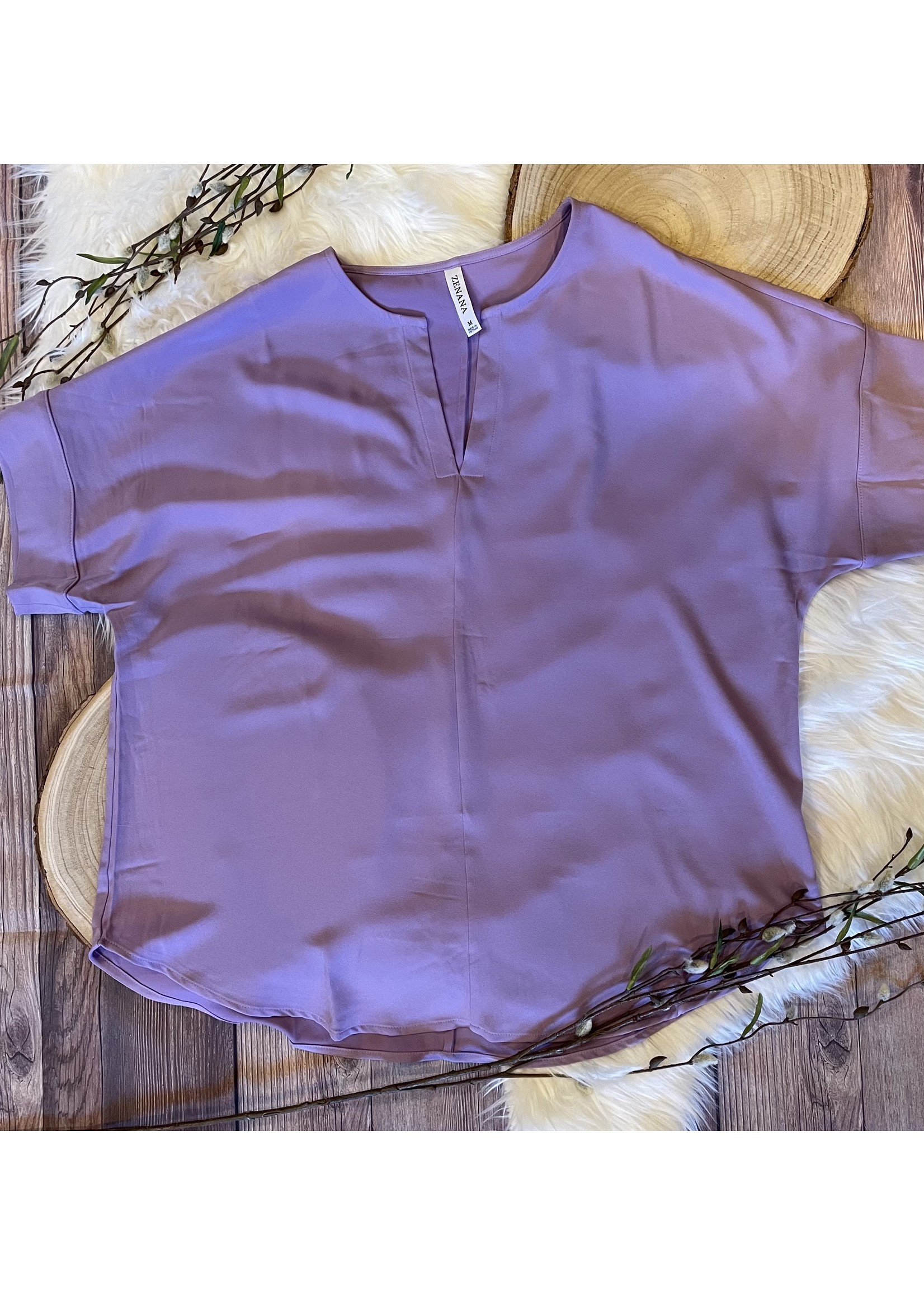 Lavender V Neck Top