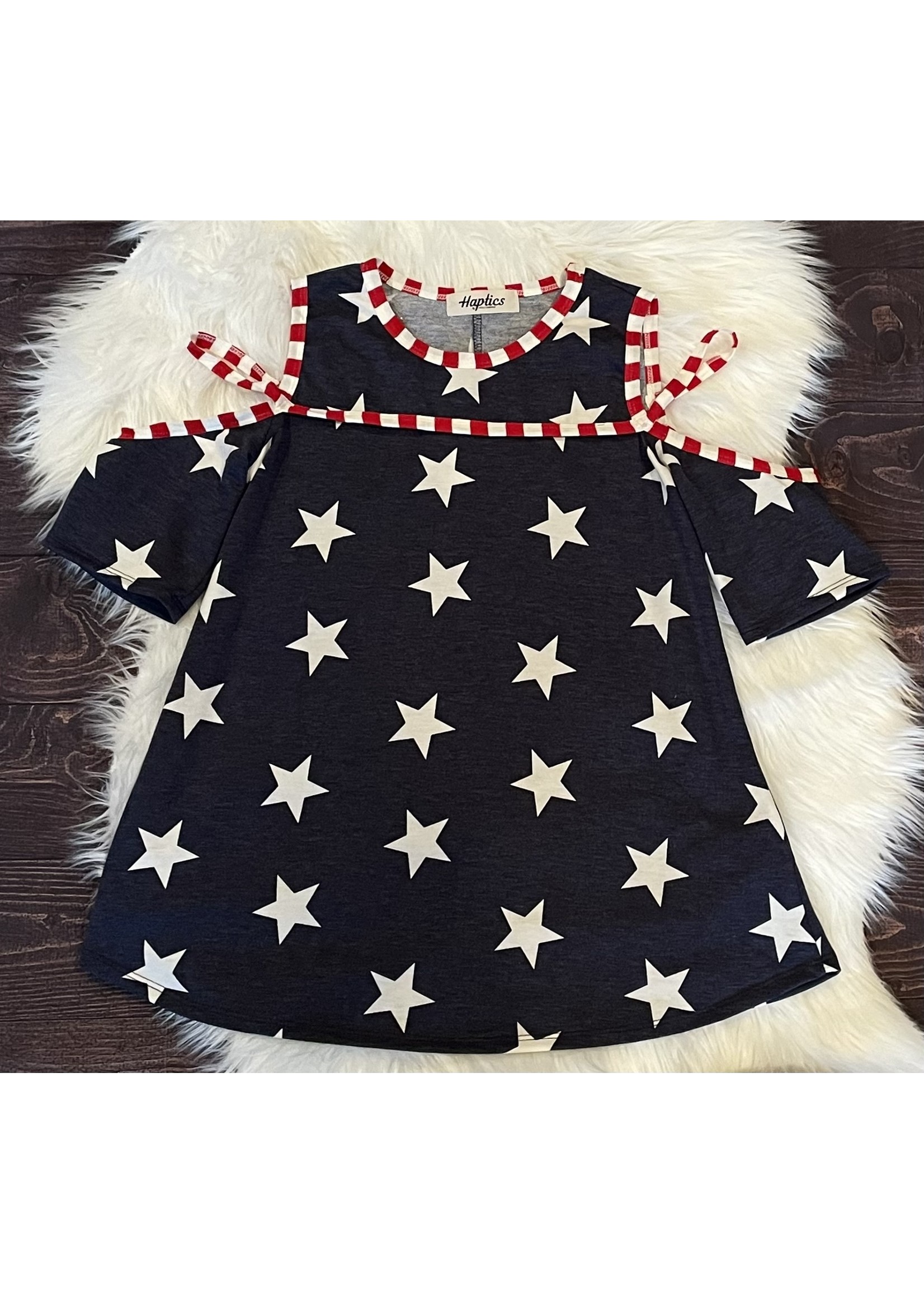 Red, White and Blue Star Cold Shoulder Top