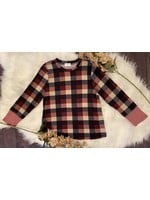 Navy and Burgundy Checkered Long Sleeves with Elbow Patch