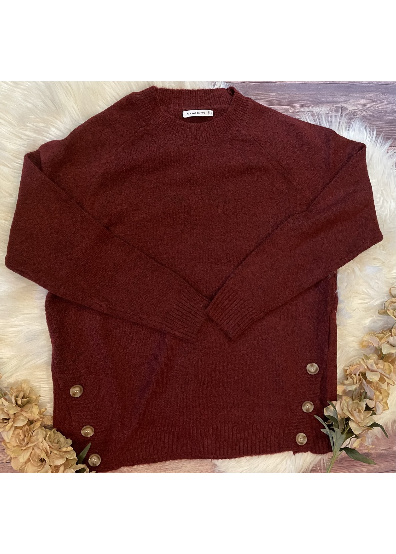 Burgundy Button Sweater