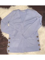 Light Blue Side Button Cardigan