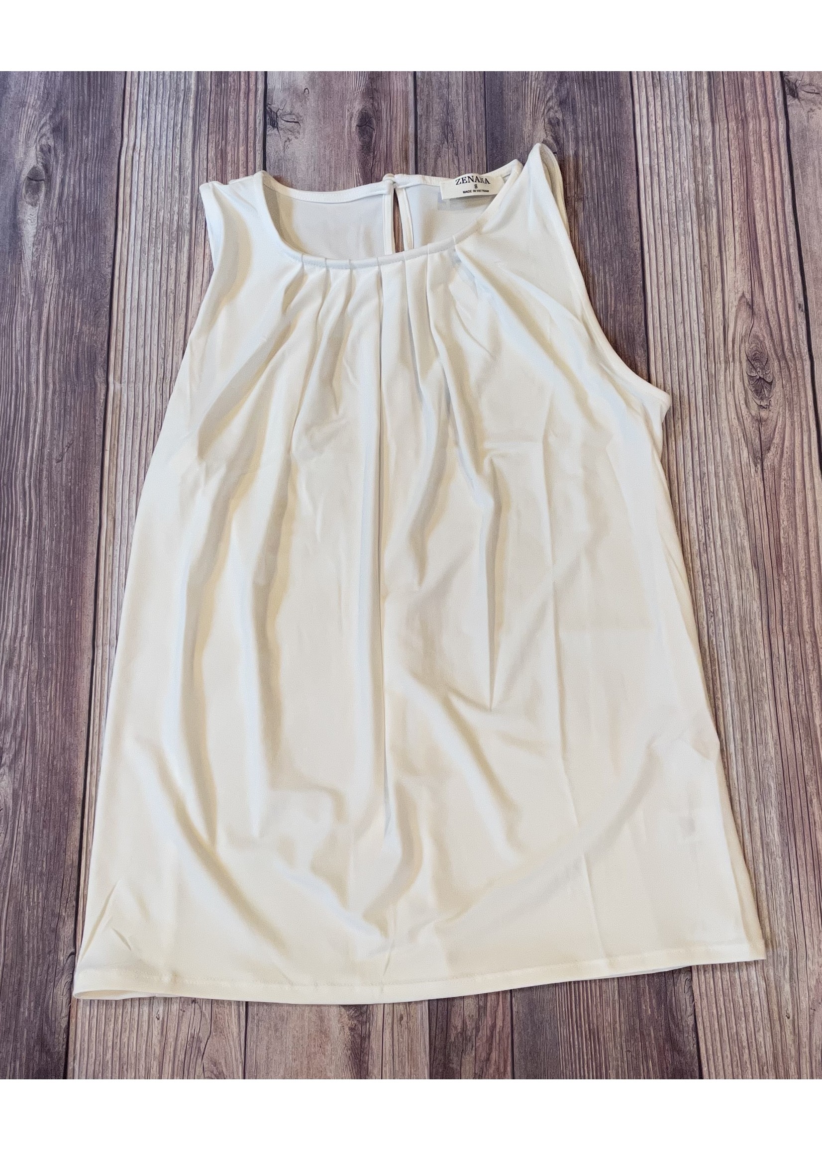 Sleeveless Front Neck Pleated Top