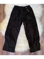 Girls Black Twill Pants with Side Buttons