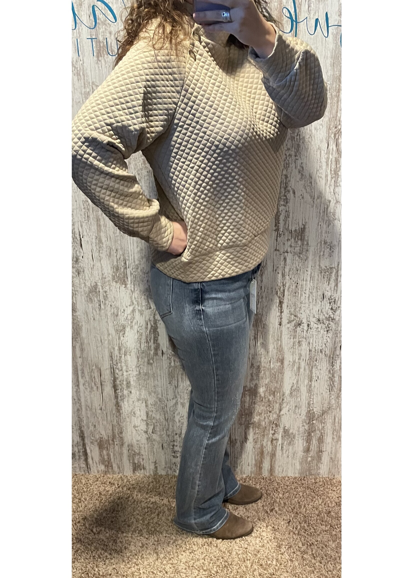 Khaki Quilted Button Top