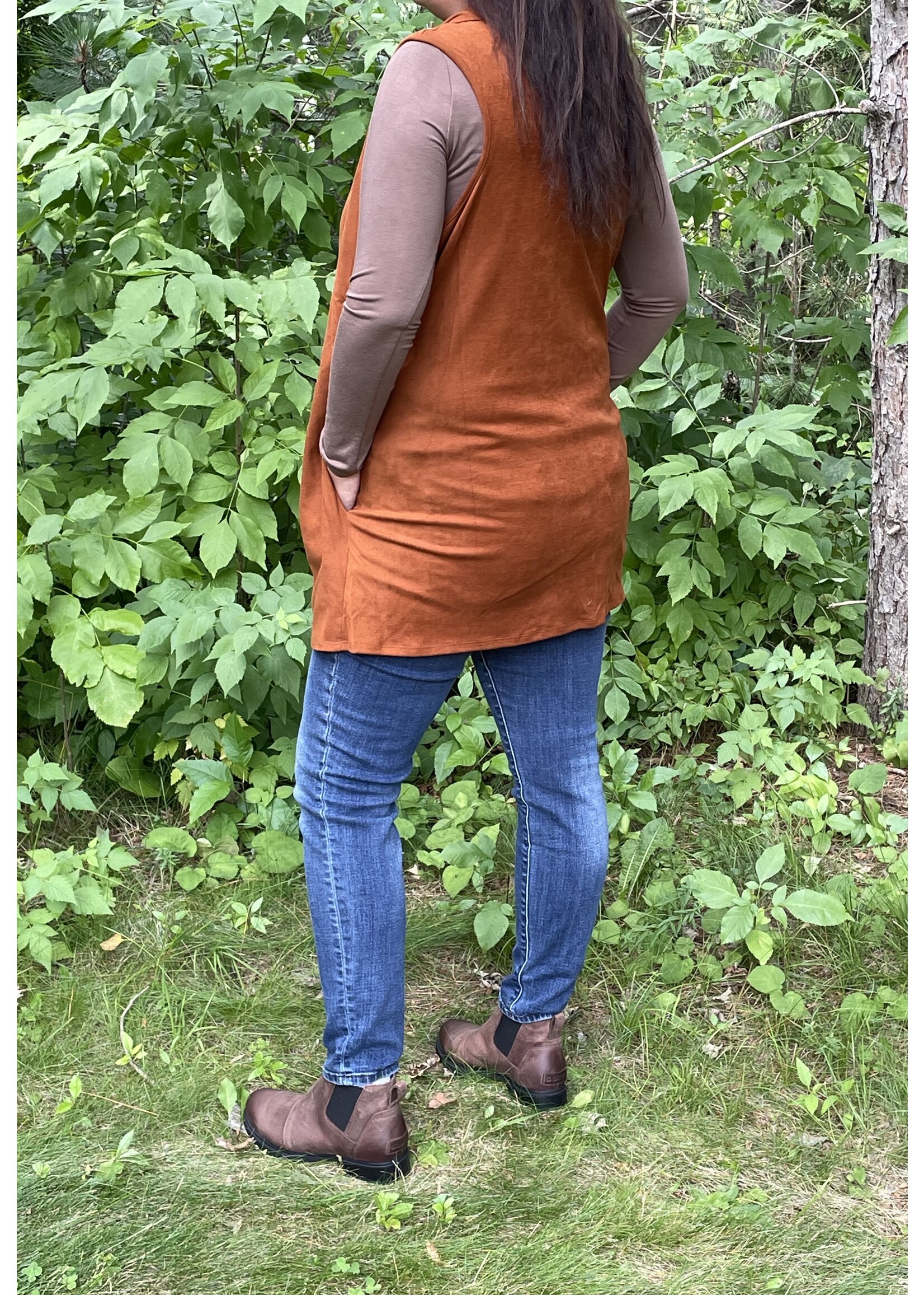 Mocha Brown Sleeveless Asymmetrical Cardigan