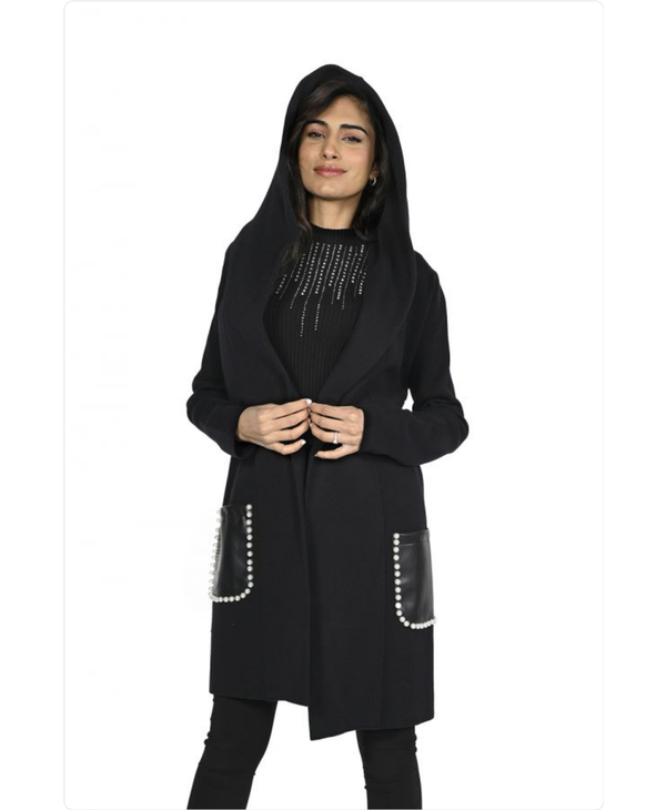 Frank Lyman Hooded Knit Pearl Cardigan 