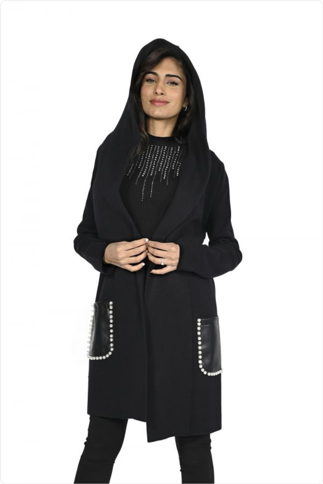 Frank Lyman Hooded Knit Pearl Cardigan 