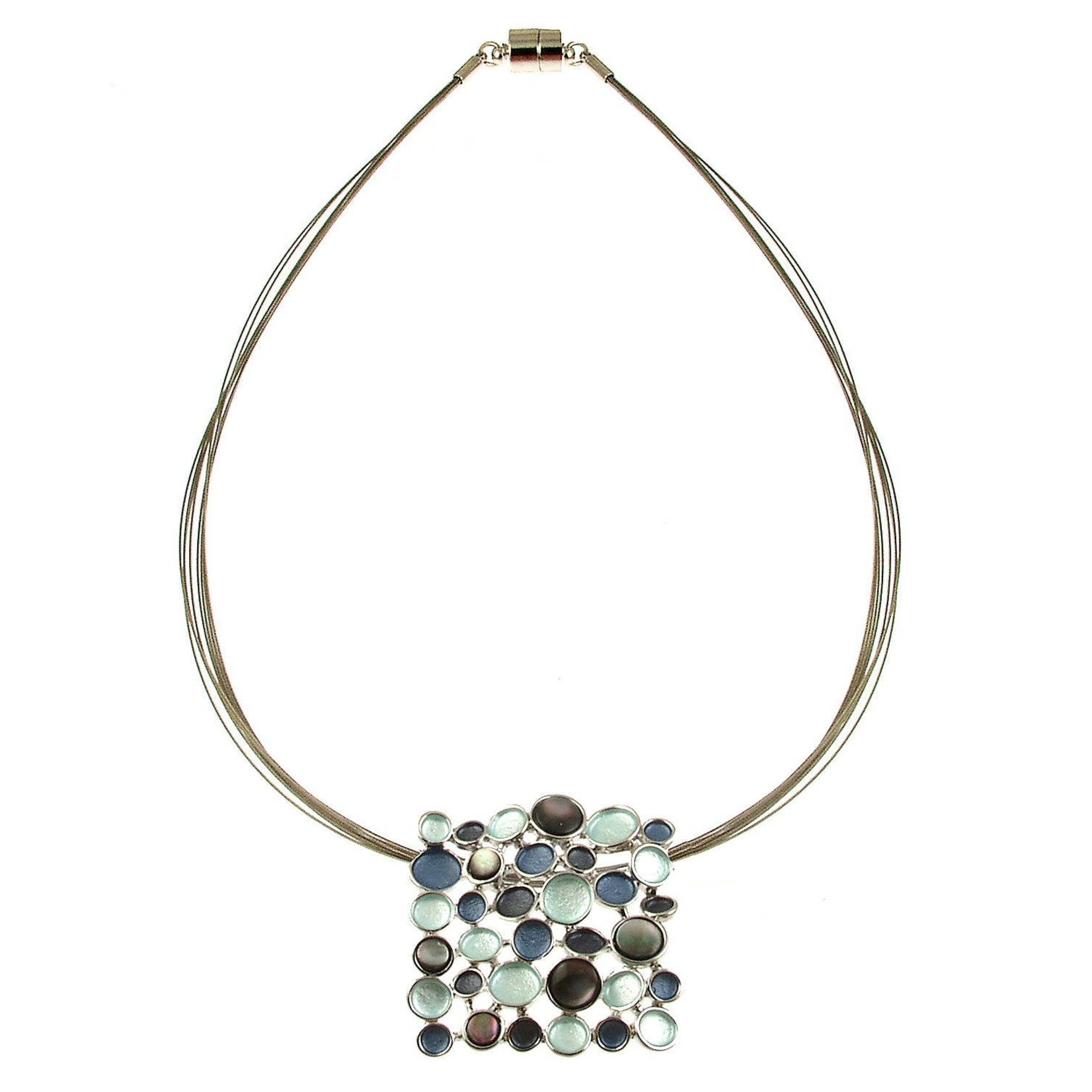 Magnetic Closure Necklace Combi Colors 2.5 in - Green Blue - #3669-2