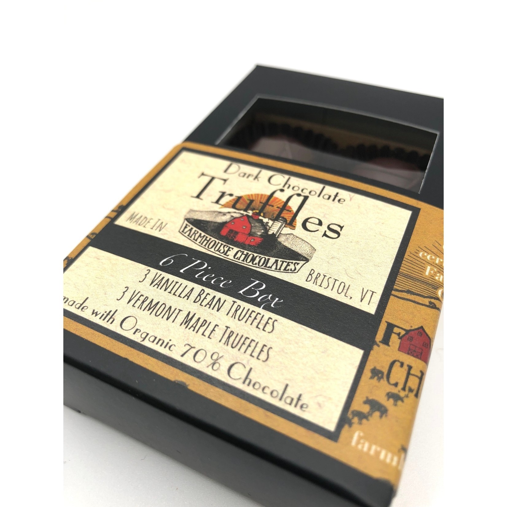 Dark Chocolate Vanilla & Maple Truffles (6 Piece Box)