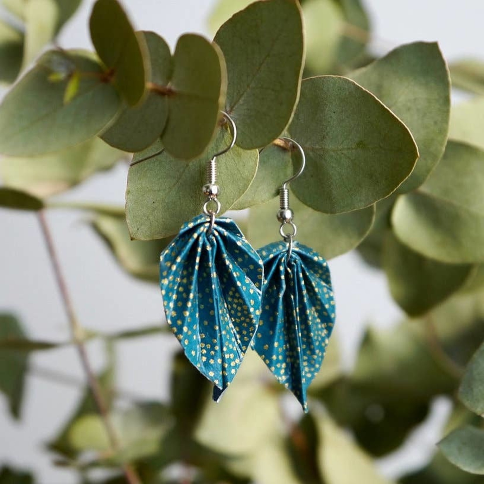 Origami Earrings - Small Leaves