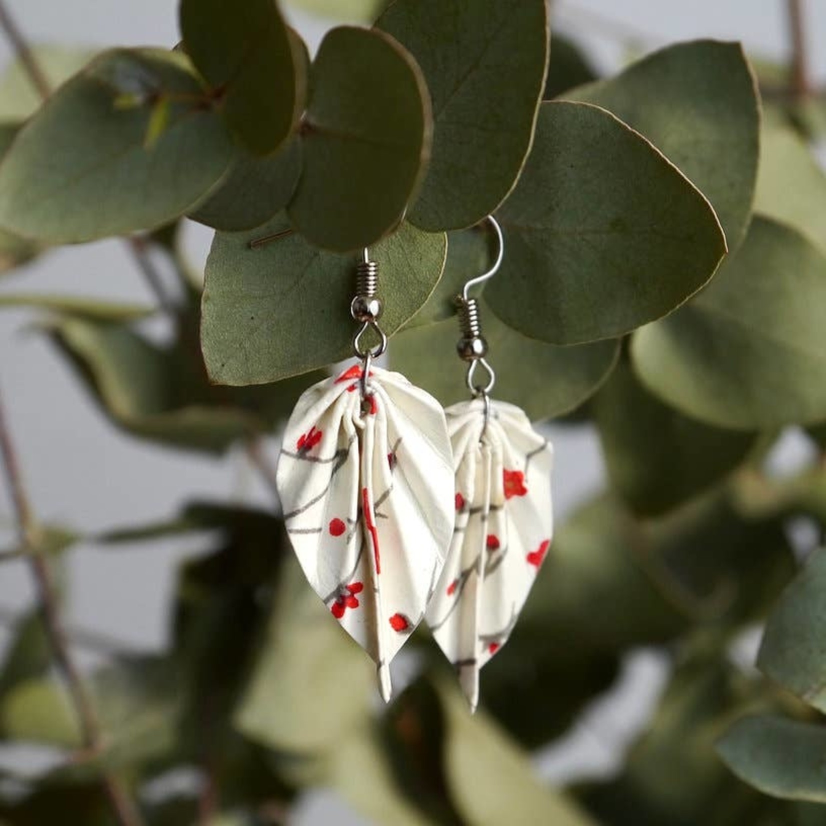 Origami Earrings - Small Leaves