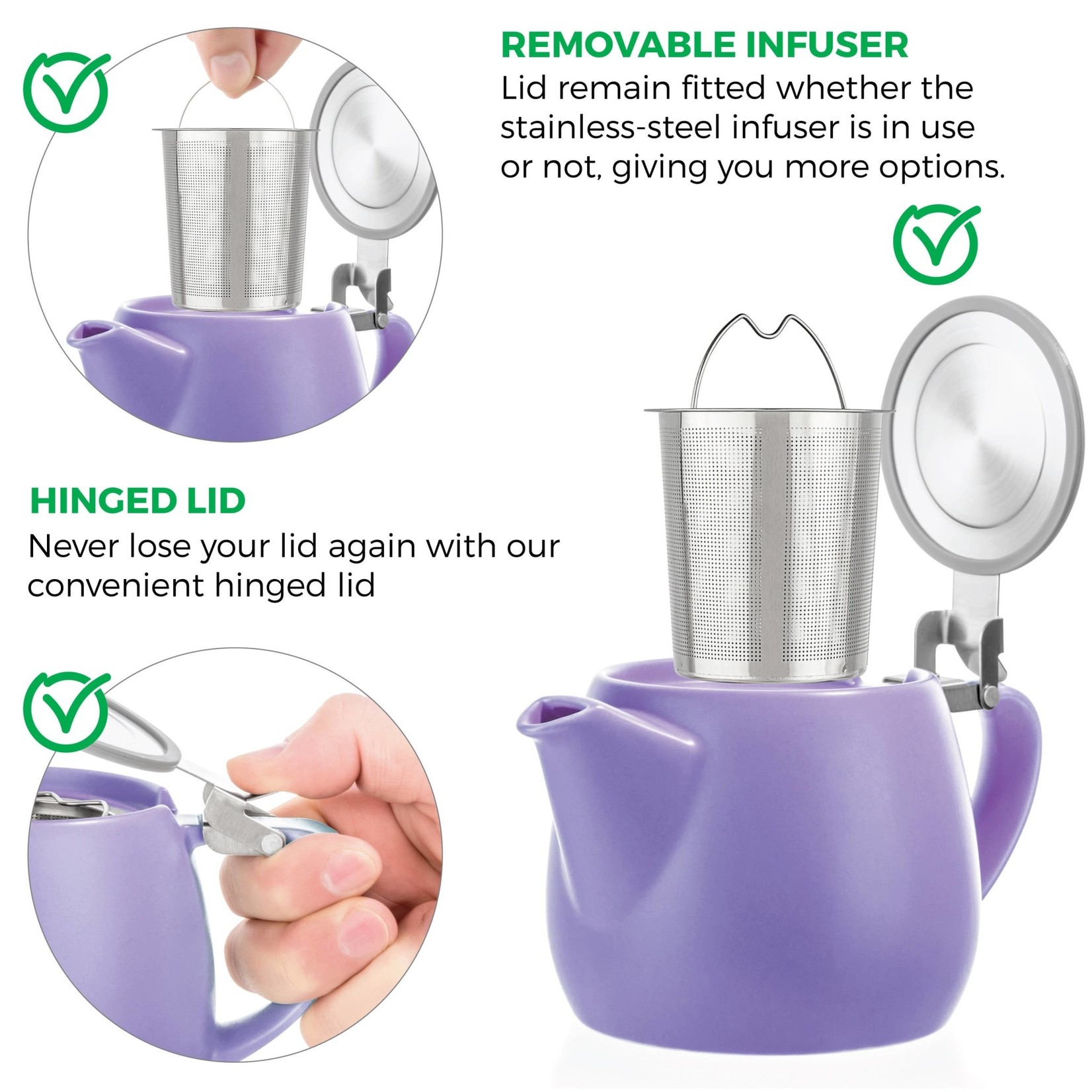 Pluto Violet Porcelain Teapot Infuser 18.2 oz.