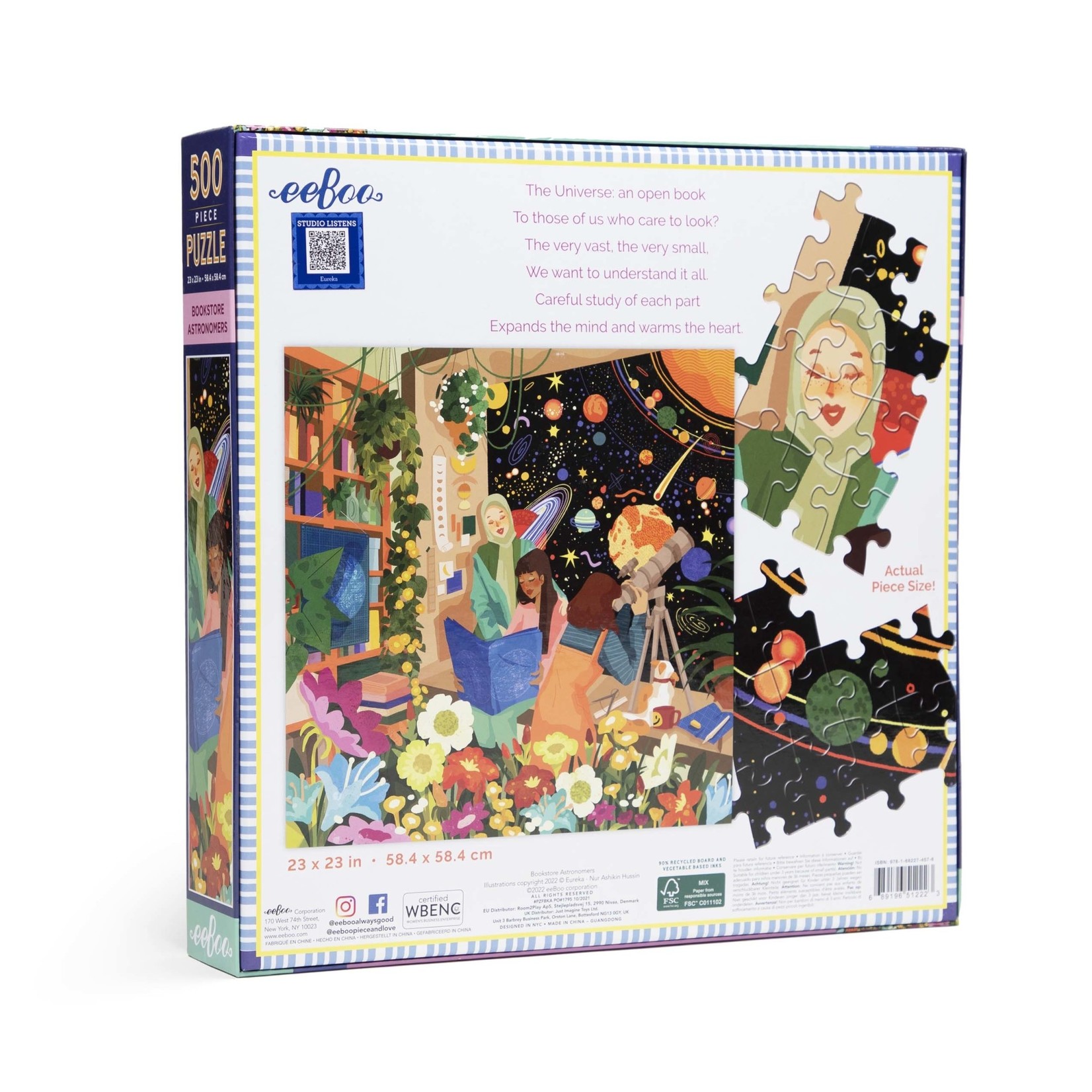 eeboo Bookstore Astronomers 500 Piece Square Puzzle