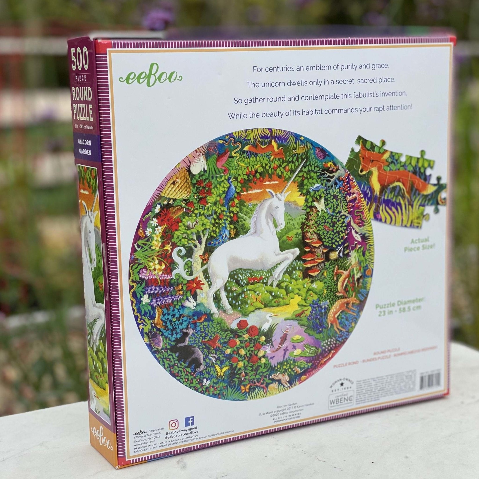 eeboo Unicorn Garden 500 Piece Round Puzzle