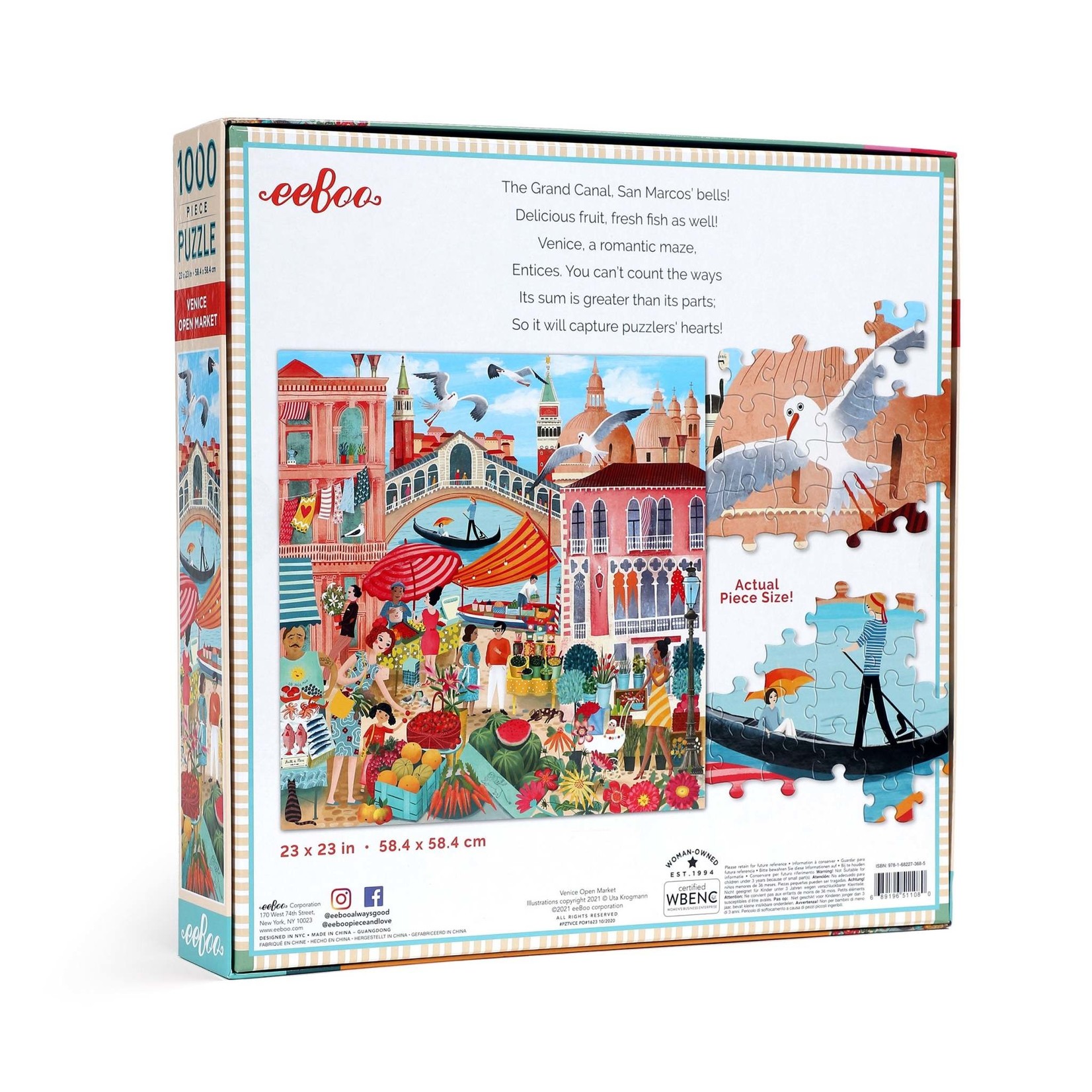 eeboo Venice Open Market 1000 Piece Square Puzzle