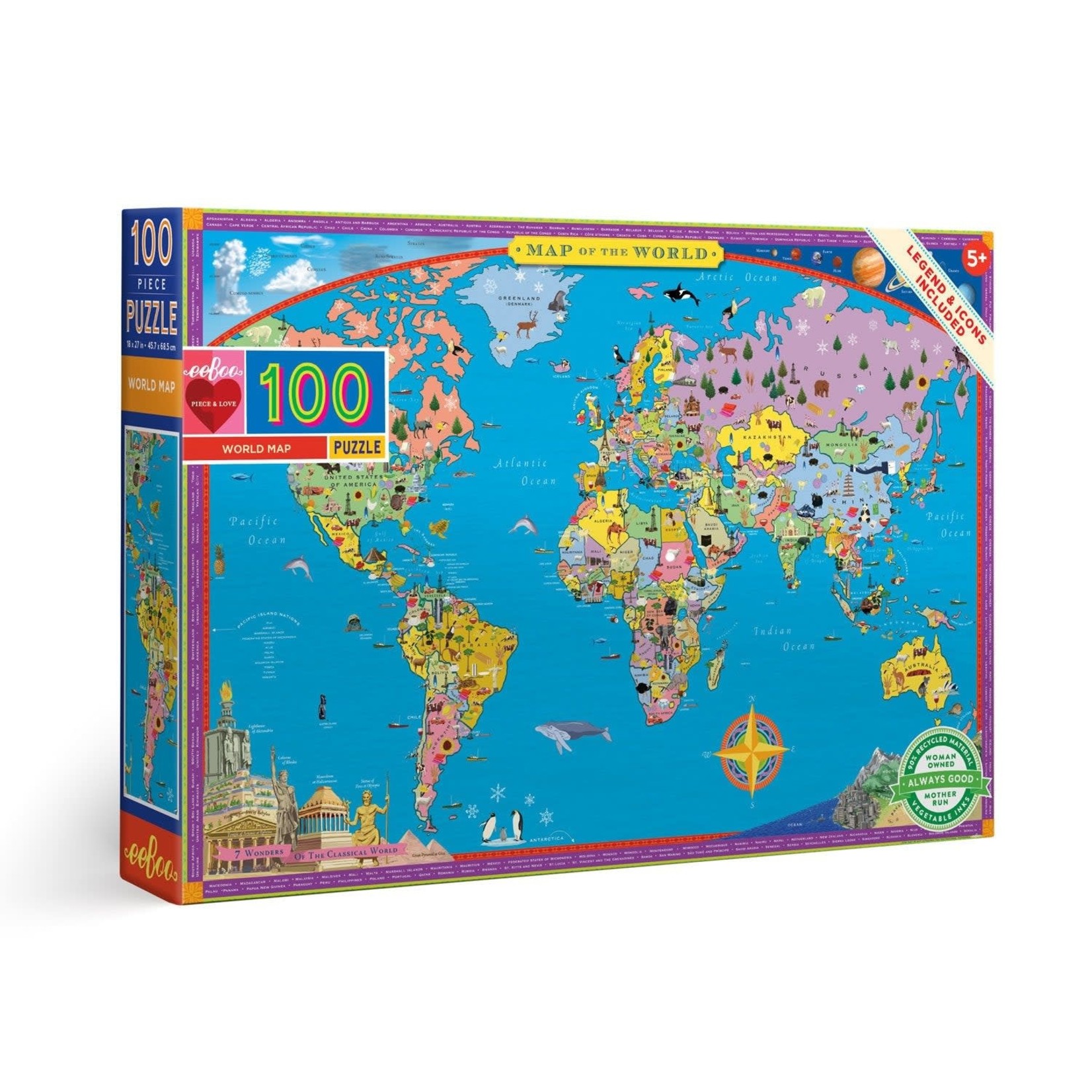 eeboo World Map 100 Piece Puzzle