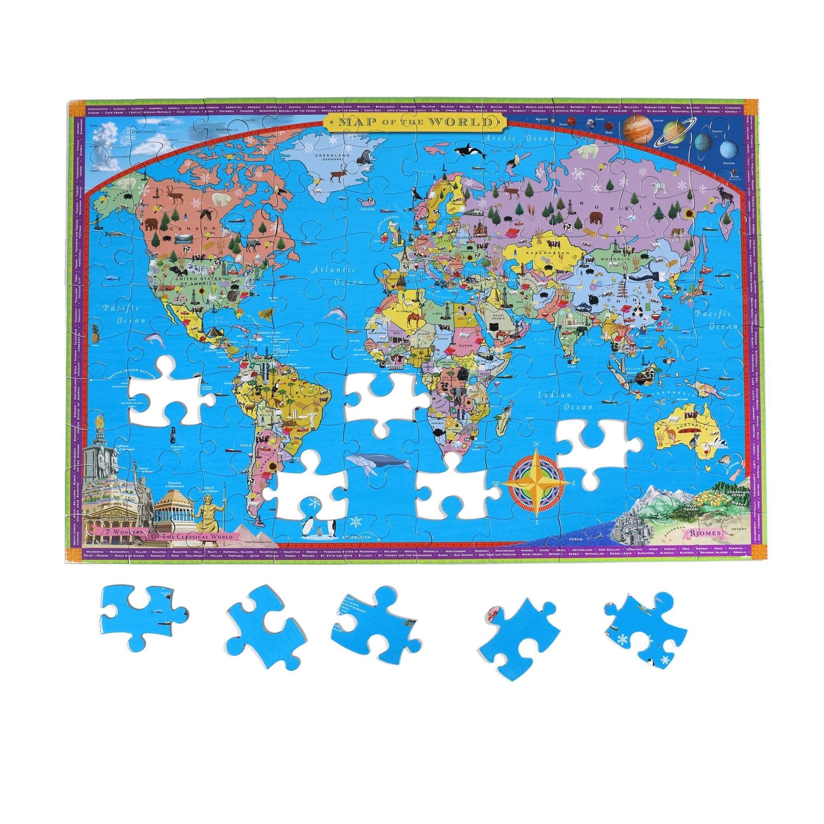 Puzzle - Carte du Monde - 100 Pièces - Jeux classiques - Eeboo