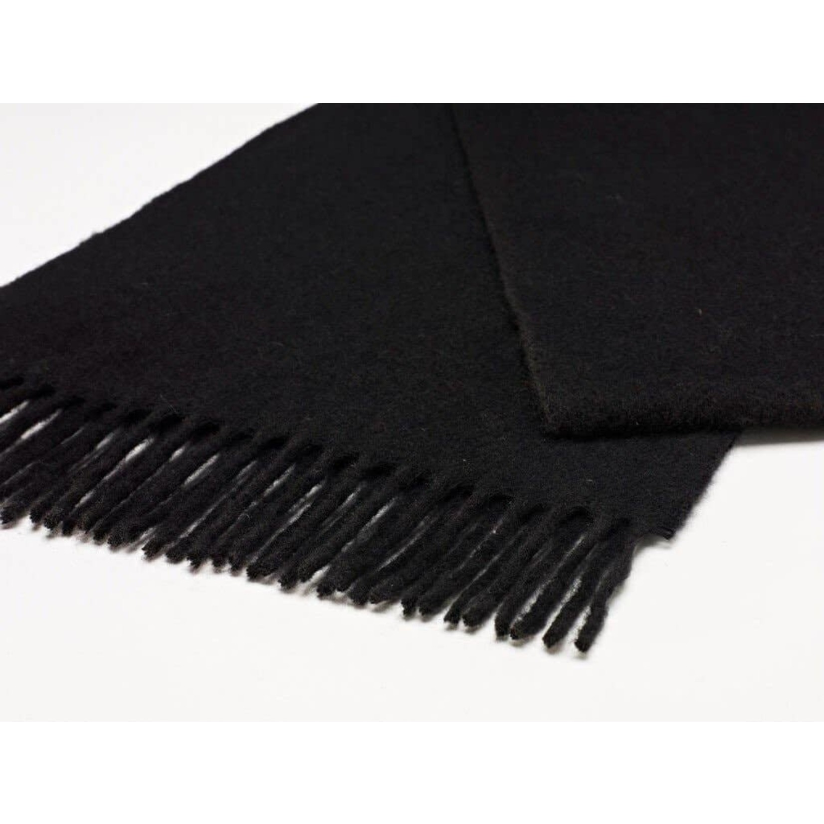 Luxury Plain Black Scarf - Merino Lambswool