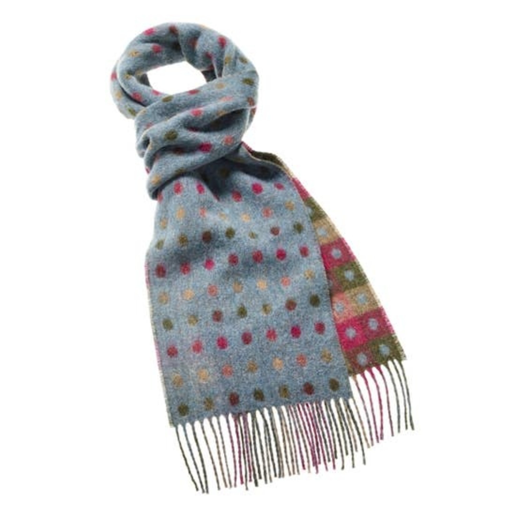 Spot Check Scarf - Teal Multi - 100% Merino Lambswool - Made in England