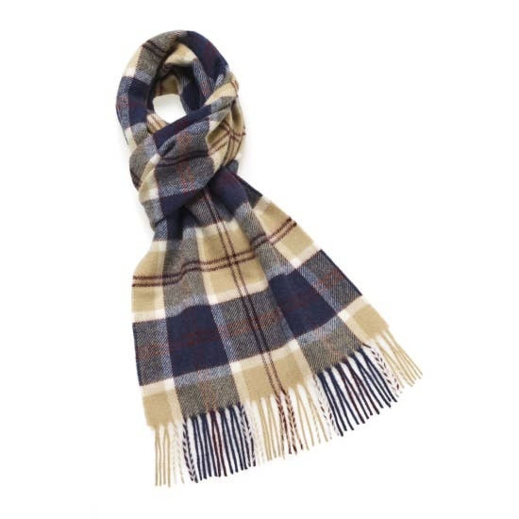 Bannochbrae Tartan Navy Scarf - Merino Lambswool - Made in England