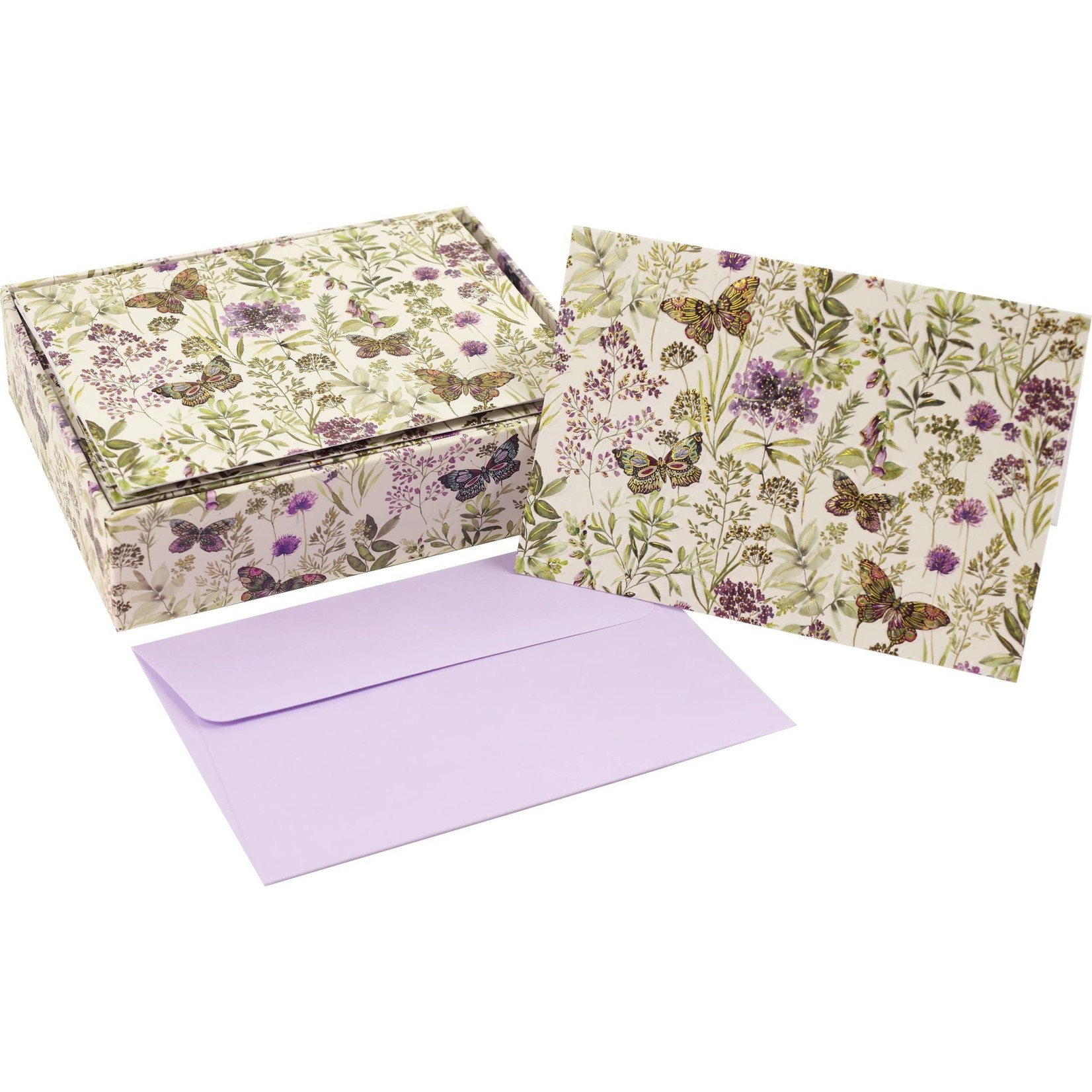 Peter Pauper Press Boxed Note Cards: Amethyst Butterflies