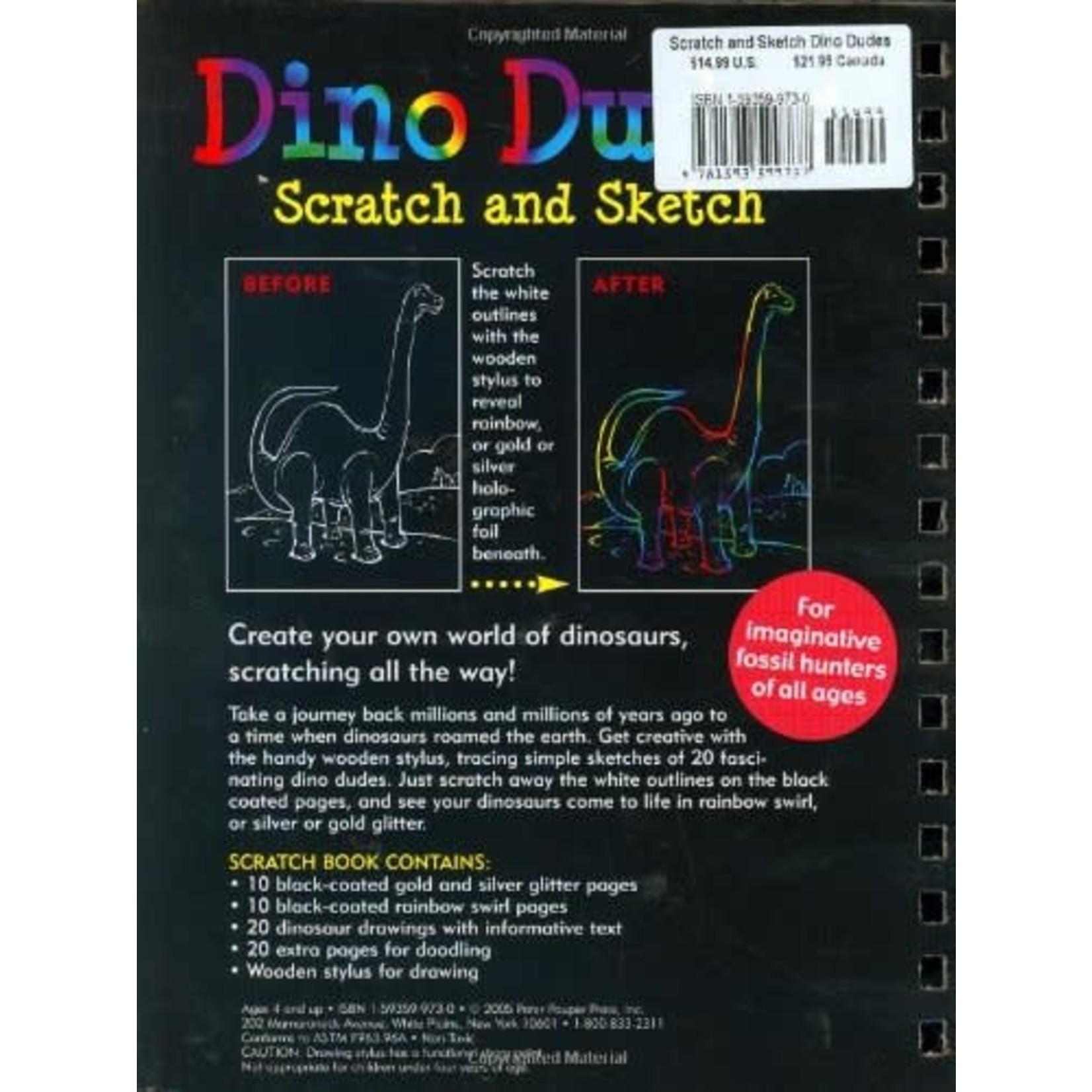 Peter Pauper Press Scratch & Sketch, Dino Dudes (Trace-Along)