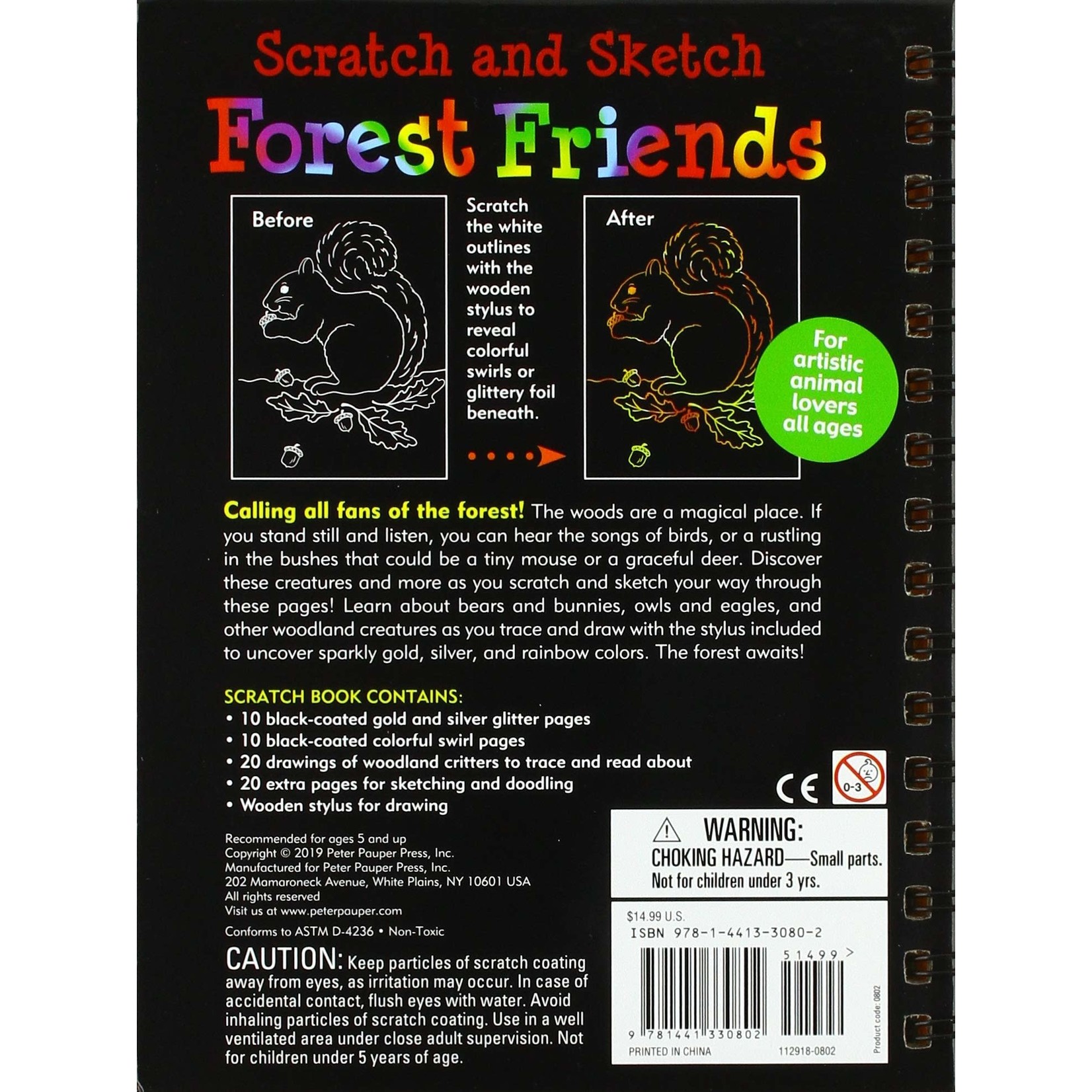 Peter Pauper Press Scratch & Sketch, Forest Friends (Trace-Along)