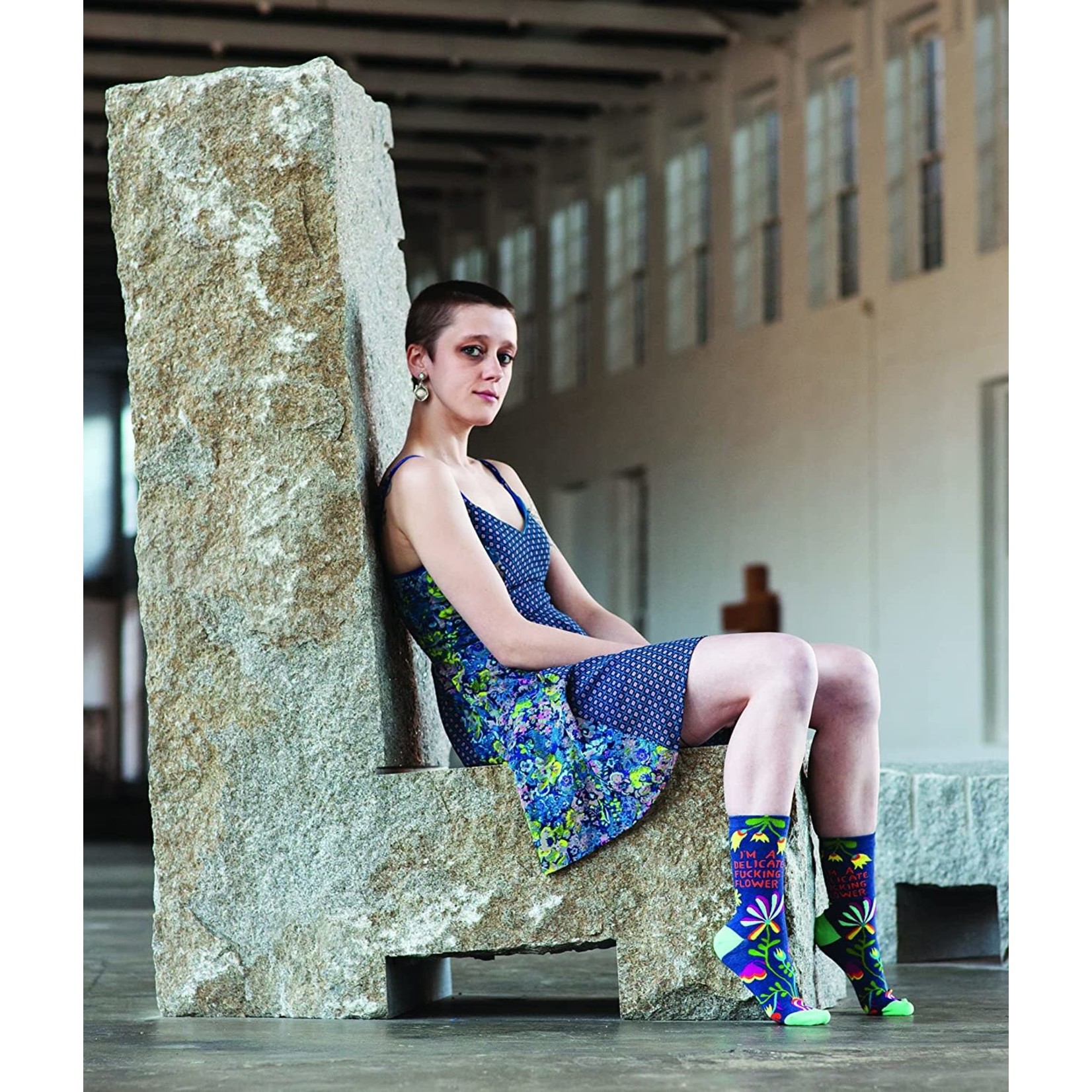 Blue Q Delicate Fucking Flower - Crew Socks