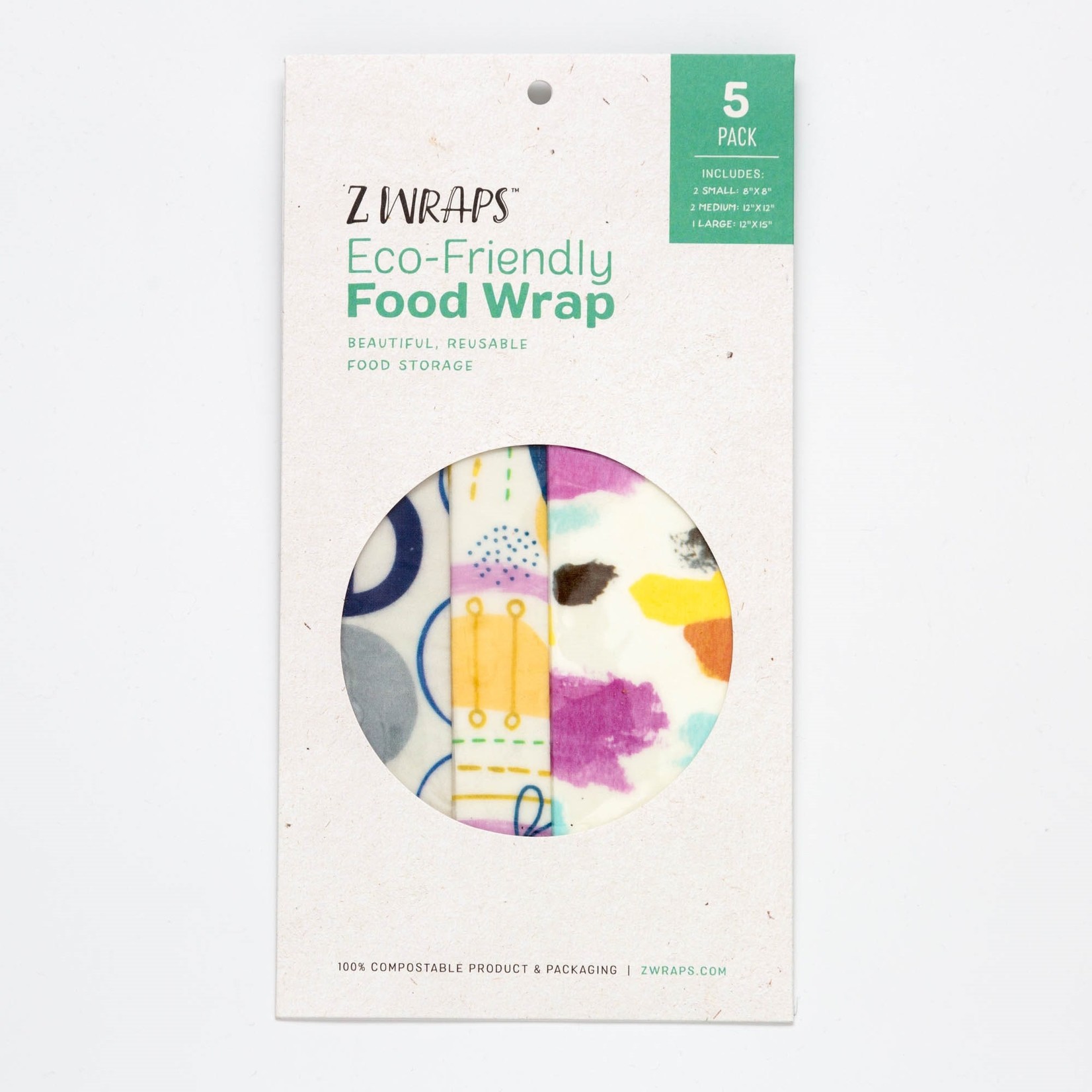 5-Pack Reusable Food Wrap in Pallet/Music/Circle