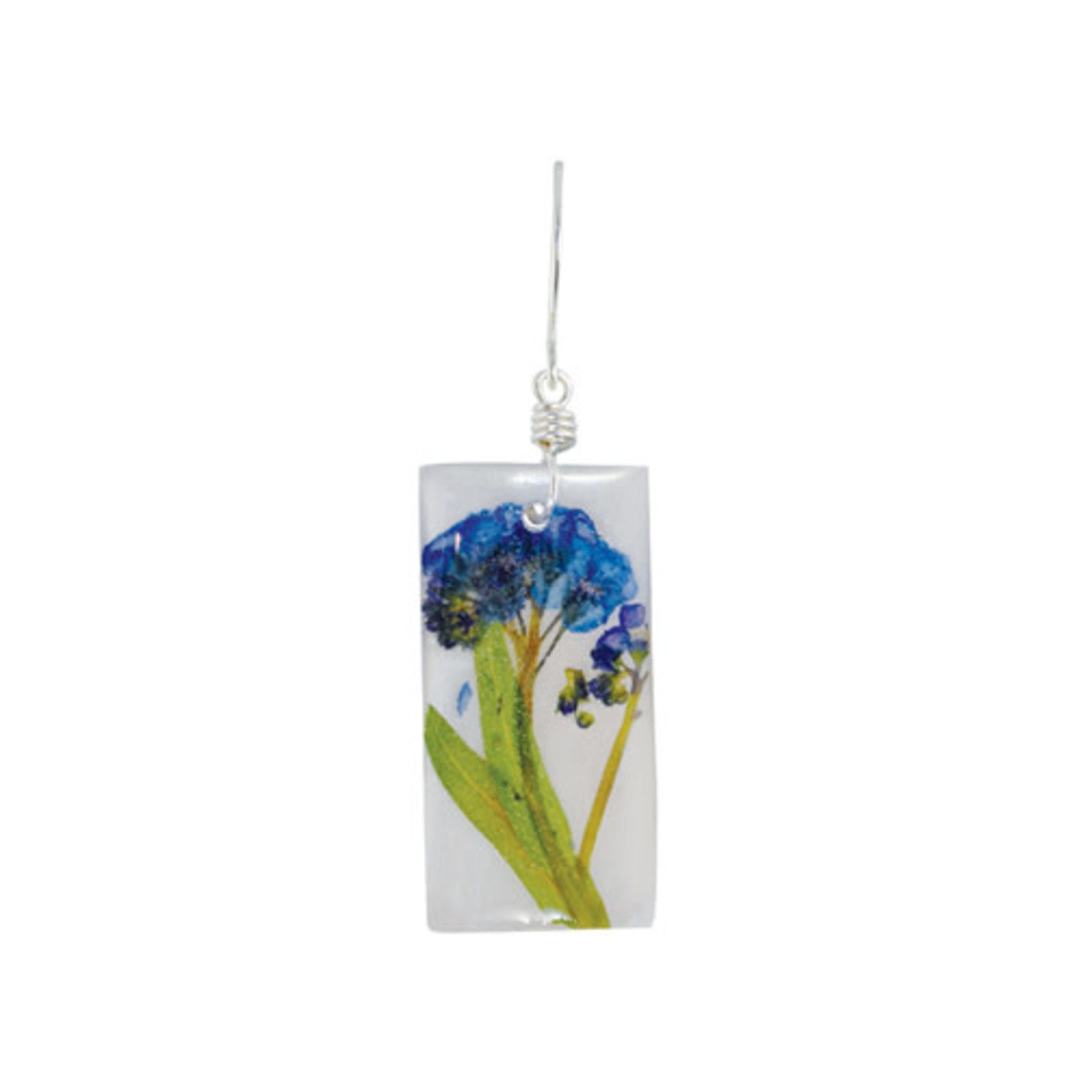 Forget Me Not On Shell Med Rect. Earrings