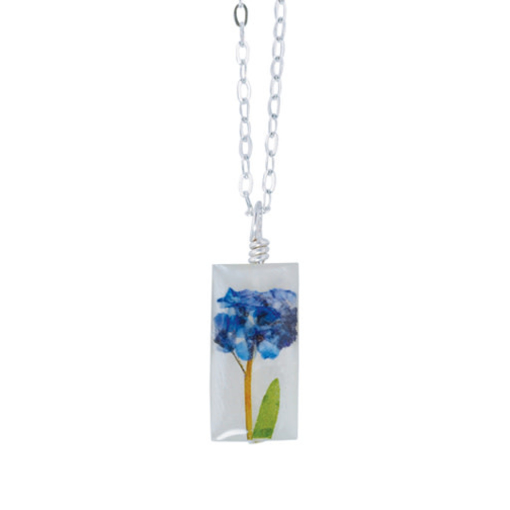 Forget Me Not On Shell 16" Sml Rect. Necklace