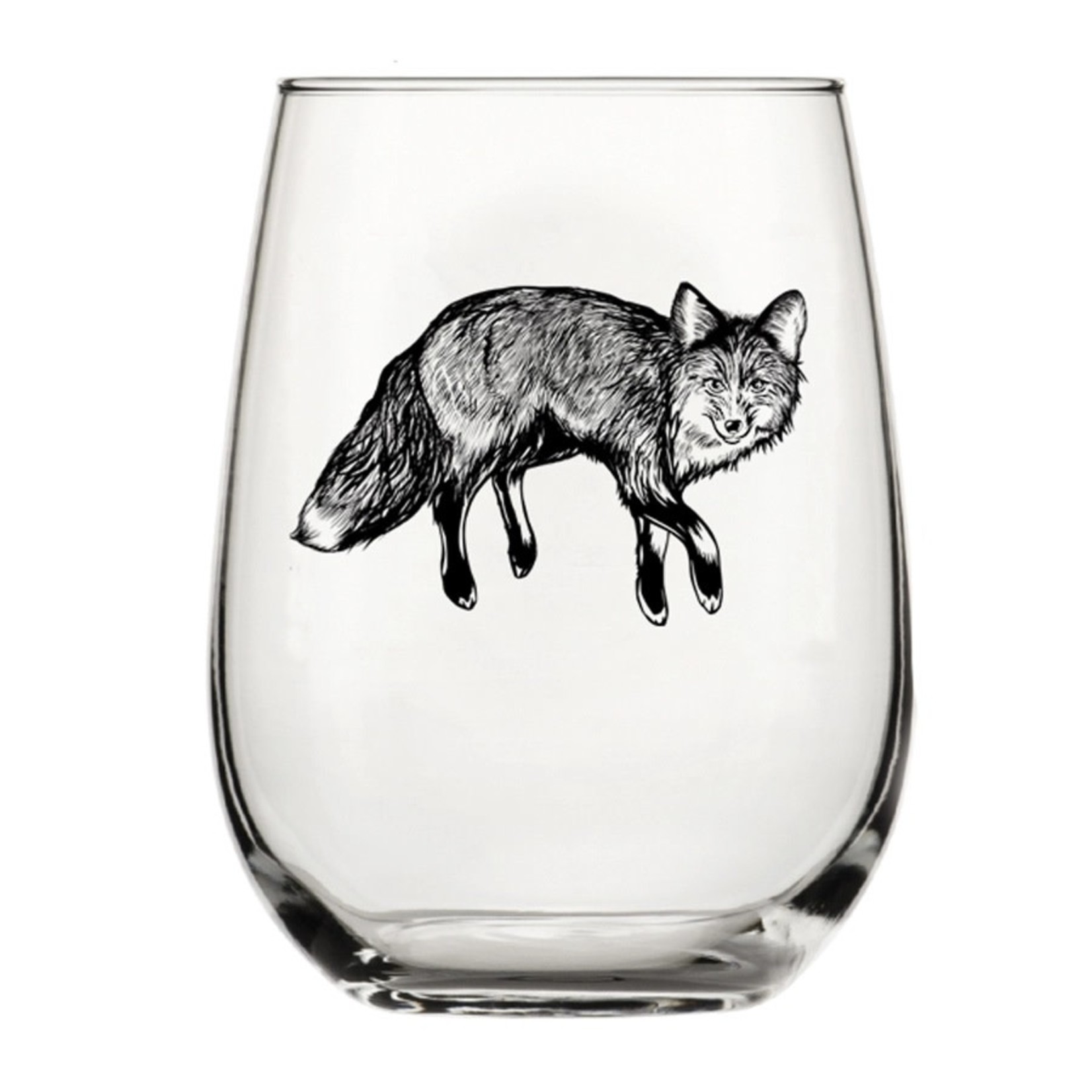 Fox Stemless Wine Glass